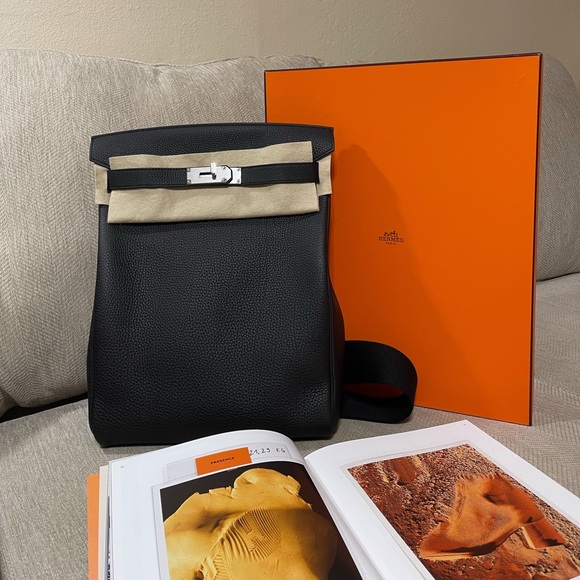 Hermes Black Togo calfskin Hac A Dos GM backpack